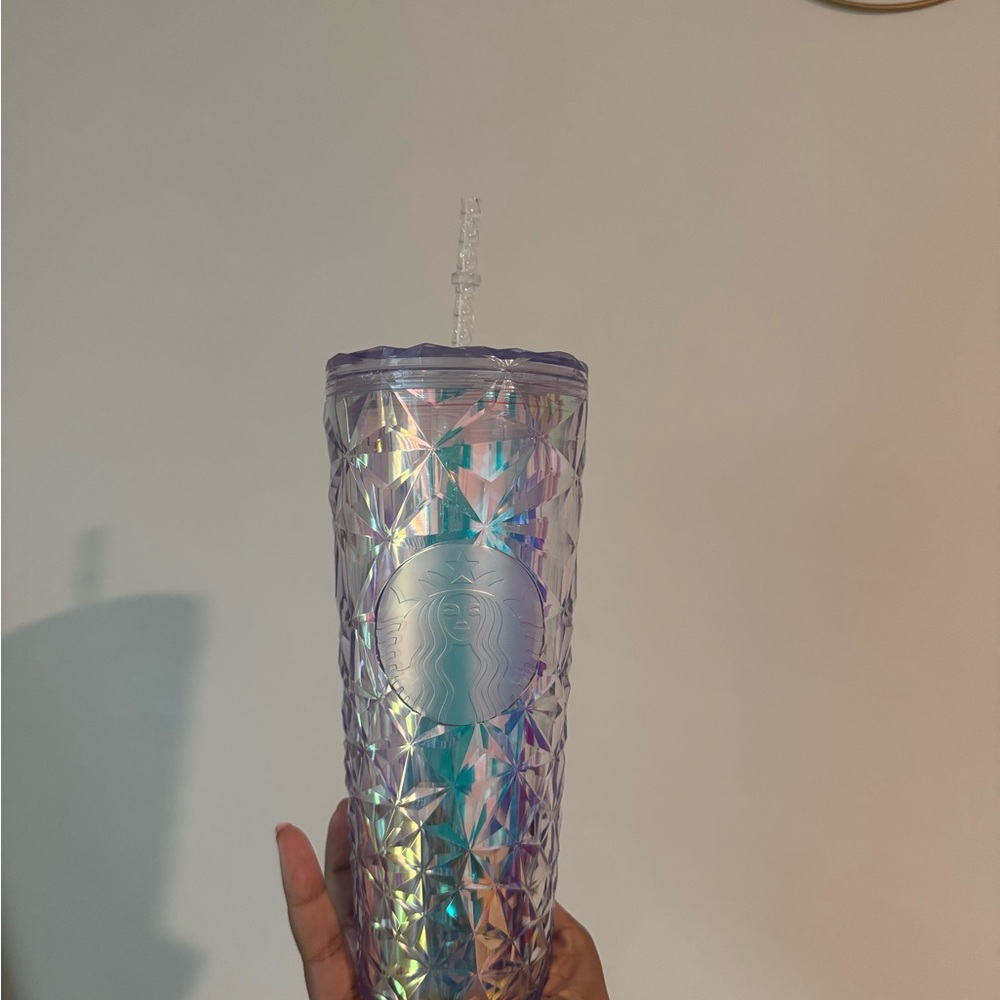 Brand new Starbucks Holographic Diamond Tumbler with Straw